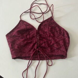 Maroon/Purple Lace Halter Top